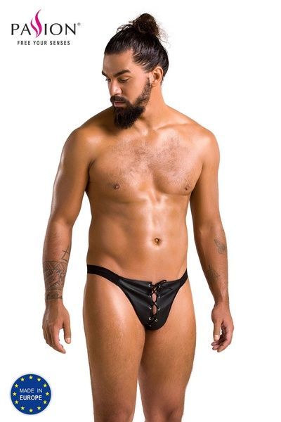 Чоловічі сліпи на шнурівці Passion 044 SLIP BEN L/XL Black, екошкіра, люверси SO7603 фото