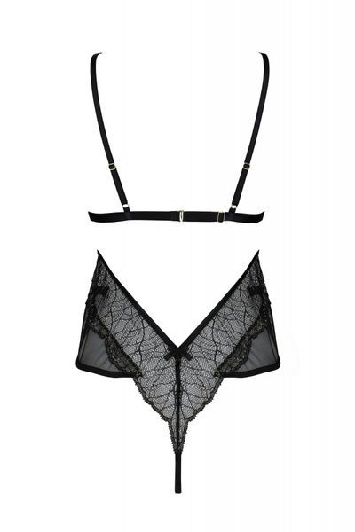 Боді Passion AMBERLY BODY 6XL/7XL black, асиметричний крій, мереживний ліф, золота нитка SO7050 фото