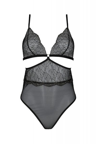 Боді Passion AMBERLY BODY 6XL/7XL black, асиметричний крій, мереживний ліф, золота нитка SO7050 фото