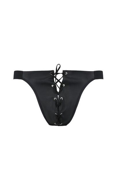 Чоловічі сліпи на шнурівці Passion 044 SLIP BEN L/XL Black, екошкіра, люверси SO7603 фото