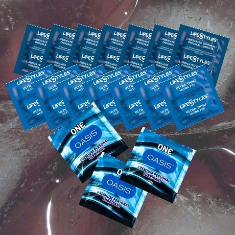 Набір LifeStyles Ultra Lubricated &ndash; 7 шт., ONE Oasis 3 г &ndash; 3 шт., LifeStyles Ultra Thin &ndash; 7 шт. MM1824 фото