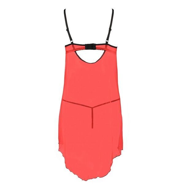 Прозорий пеньюар з відкритими грудьми CHERRY CHEMISE red S/M - Passion Exclusive, трусики PS25502 фото