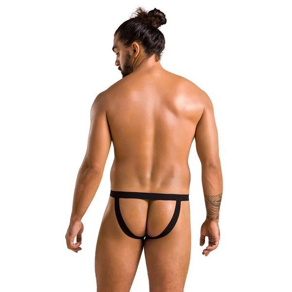 Чоловічі сліпи на шнурівці Passion 044 SLIP BEN L/XL Black, екошкіра, люверси SO7603 фото