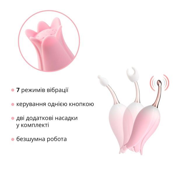 Ультразвуковий вібратор для клітора Otouch Bloom Ultrasonic Clitoris, 2 дод. насадки SO9398 фото