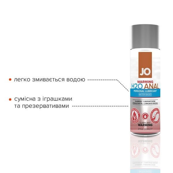 Анальна змазка JO ANAL H2O &mdash; WARMING (60 мл) розігрівальна, на водній основі SO1457 фото