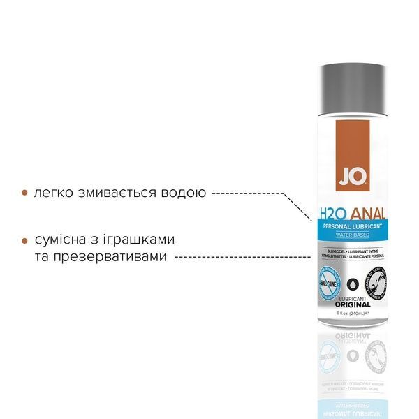 Анальна змазка JO ANAL H2O &mdash; ORIGINAL (240 мл) на водній основі, рослинний гліцерин SO1694 фото