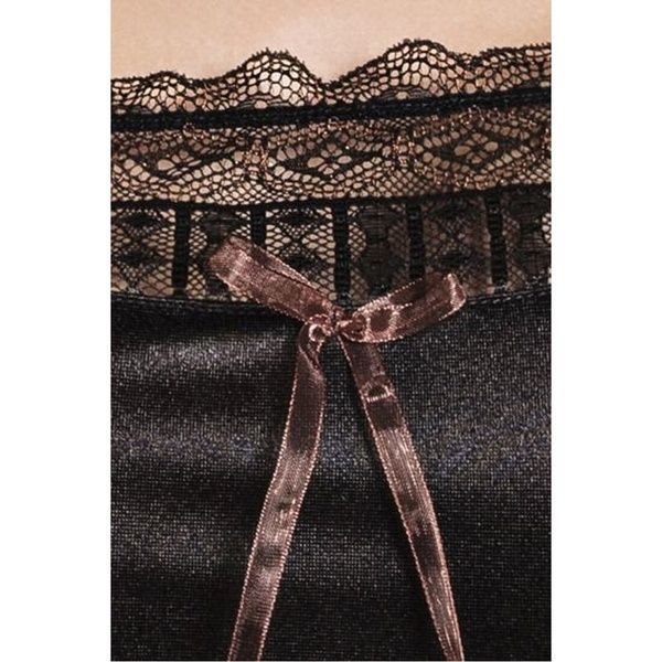 (SALE) Сорочка приталена EVANE CHEMISE black 6XL/7XL - Passion, трусики, з мереживом PS1041 фото