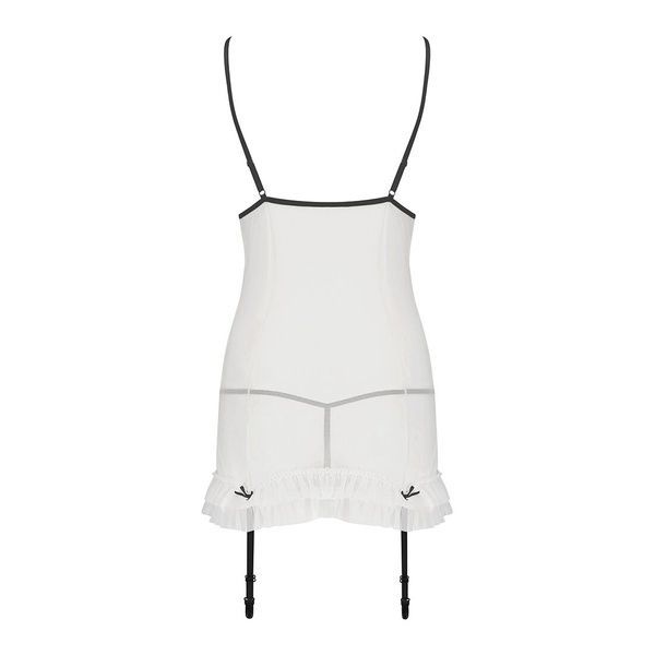 Сорочка прозора з пажами Passion ORIHIME CHEMISE L/XL, white, трусики, стрепи EL16404 фото