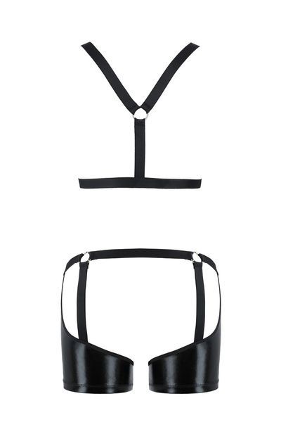 Комплект еротичної чоловічої білизни Passion 047 SET JOHN XXL/XXXL Black, труси, портупея SO7614 фото