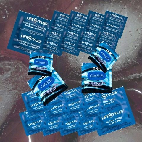 Набір LifeStyles Ultra Thin &ndash; 9 шт., ONE Oasis 3 г &ndash; 4 шт. та LifeStyles Ultra Lubricated &ndash; 9 шт MM1835 фото