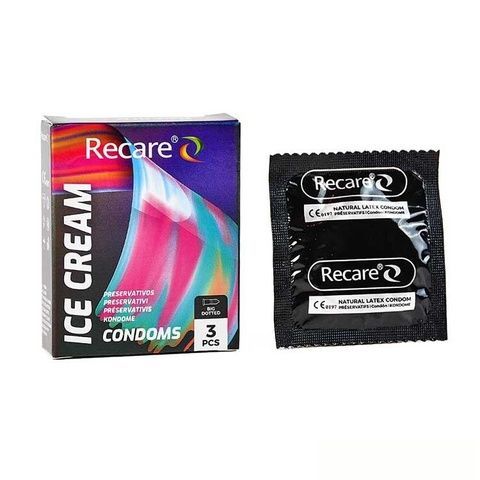 Презервативи Holographic Recare Ice Cream Big Dotted Condoms 3 шт, з пухирцями, аромат: морозиво SX3332 фото