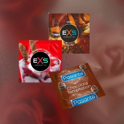 Flavour Collection: EXS Cola Flavoured - 8шт, EXS Strawberry Flavoured - 16 шт, Pasante Taste Chocolate - 8 шт MM2309 фото