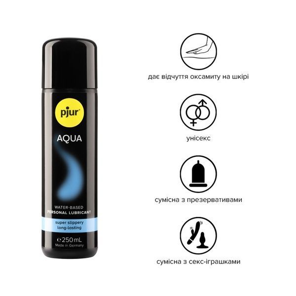 Лубрикант на водній основі pjur Aqua 250 мл, ефект оксамитової шкіри без прилипання PJ10350 фото