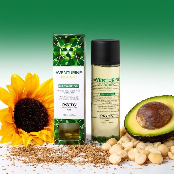 Масажна олія EXSENS Aventurine Avocado (антистрес з авантюрином) 100мл, натуральна SO2377 фото