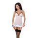 Сорочка прозора з пажами Passion ORIHIME CHEMISE S/M, white, трусики, стрепи EL16405 фото 1
