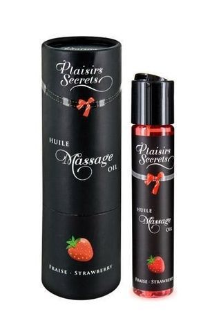 Масажна олія Plaisirs Secrets Strawberry (59 мл) з афродизіаками, їстівна, подарункове паковання SO1842 фото