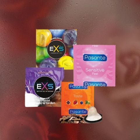 Shugar Touch: EXS Bubblegum Flavoured - 6 шт, EXS Chocolate Flavoured - 16 шт, Pasante Taste Chocolate - 10 шт, Pasante Ultra Sensitive Touch - 5 шт MM2310 фото