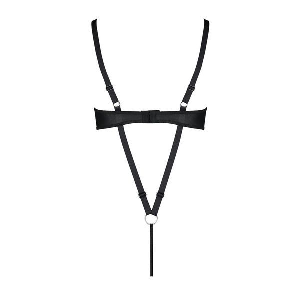 Боді з екошкіри Passion CELINE BODY 4XL/5XL black, з доступом, відкритий SO7059 фото