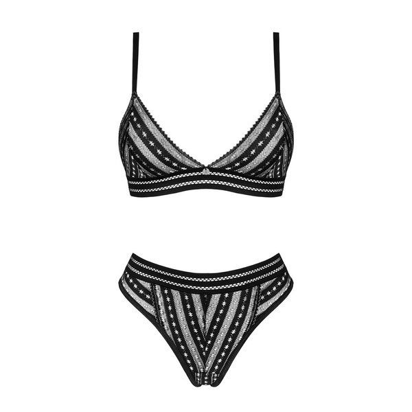 Комплект білизни Obsessive Natilya 2-pcs set XS/S, black, бюстгальтер, трусики SO7717 фото