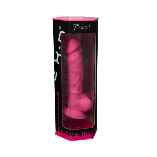 Фалоімітатор SilexD Johnny Pink Glow in the dark, двошаровий, силікон+Silexpan, діаметр 3,5см SO7026 фото