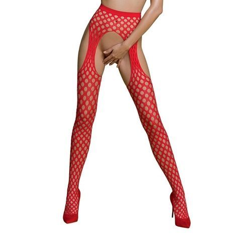 Еротичні колготки-бодістокінг Passion ECO S003 red, з доступом, імітація підв&rsquo;язок SO7091 фото