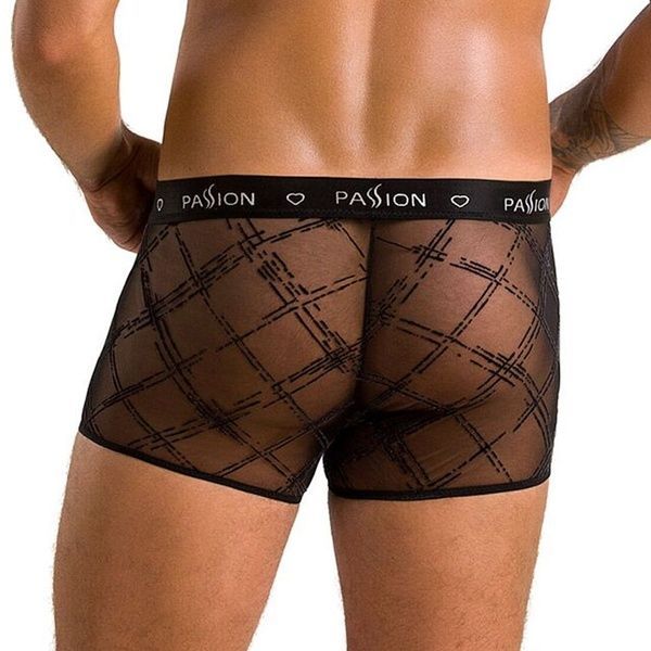 Чоловічі прозорі боксери Passion 032 SHORT JAMES L/XL Black, сітка SO7567 фото