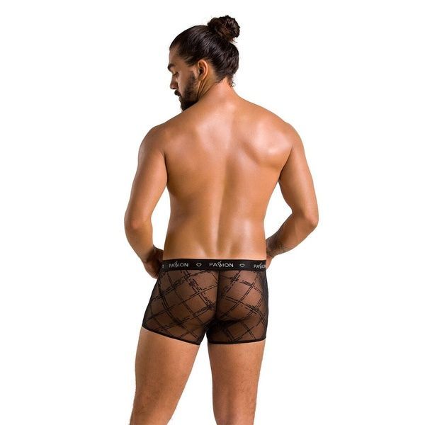 Чоловічі прозорі боксери Passion 032 SHORT JAMES L/XL Black, сітка SO7567 фото