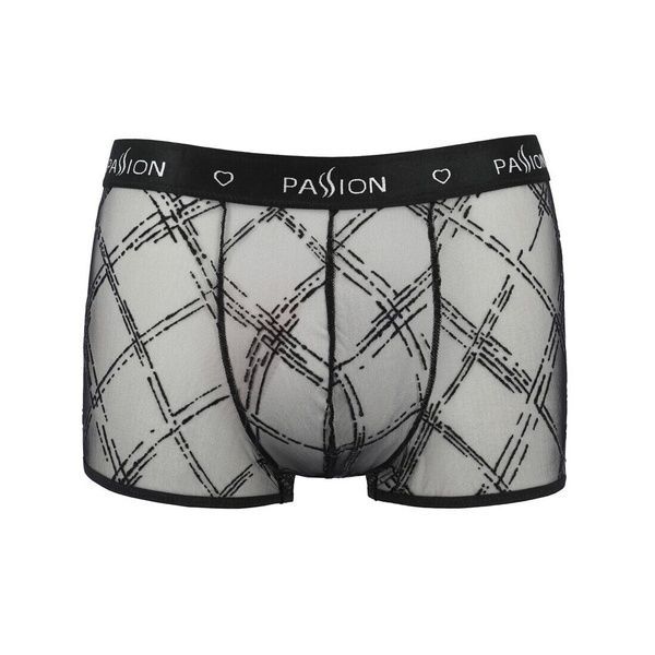 Чоловічі прозорі боксери Passion 032 SHORT JAMES L/XL Black, сітка SO7567 фото