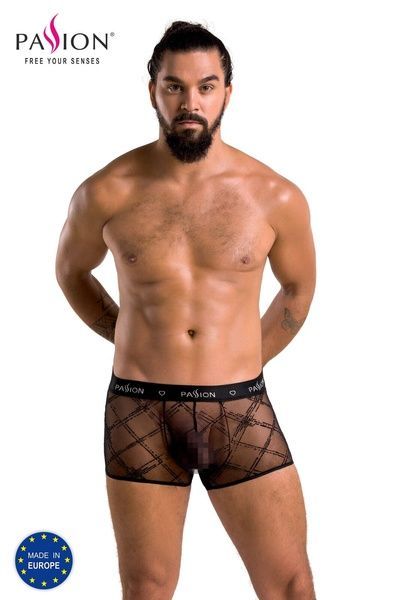 Чоловічі прозорі боксери Passion 032 SHORT JAMES S/M Black, сітка SO7568 фото