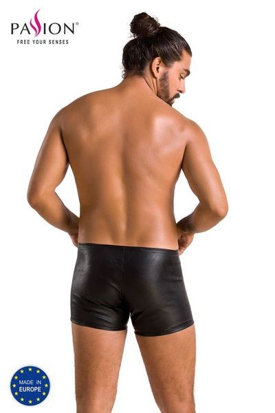 Чоловічі шкіряні боксери з блискавками Passion 049 SHORT MATT L/XL Black SO7618 фото