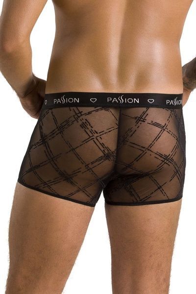Чоловічі прозорі боксери Passion 032 SHORT JAMES S/M Black, сітка SO7568 фото