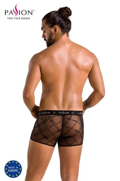 Чоловічі прозорі боксери Passion 032 SHORT JAMES S/M Black, сітка SO7568 фото
