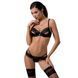Комплект білизни Passion Exclusive NORTH SET L/XL, black, ліф і трусики з елементами під латекс PS24007 фото 8