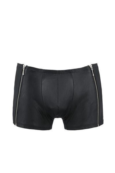 Чоловічі шкіряні боксери з блискавками Passion 049 SHORT MATT S/M Black SO7619 фото