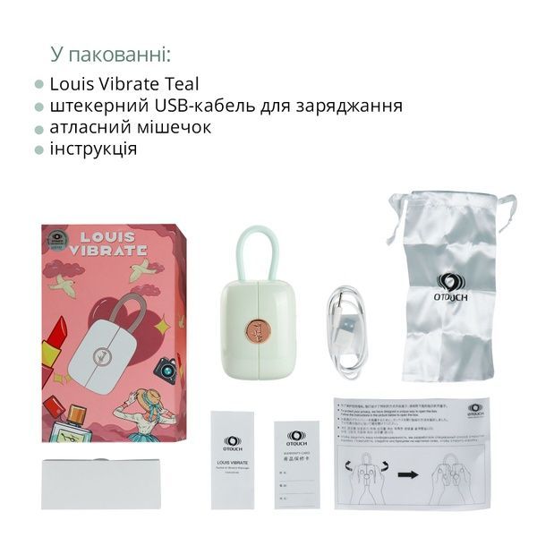 Вакуумний кліторальний стимулятор Otouch Louis Vibrate Teal з віброяйцем, у кейсі SO9429 фото