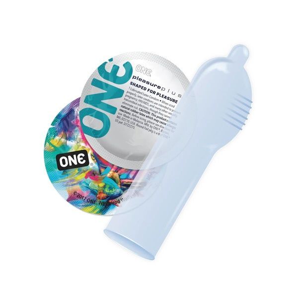 Презервативи ONE Pleasure Plus, 12 шт, з ребристою ділянкою на кінці, подарункове паковання-тубус SX0793 фото