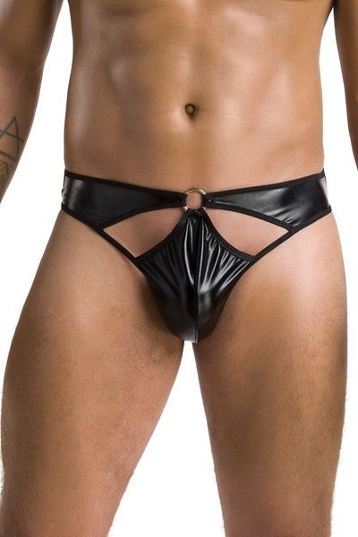 Чоловічі стринги Passion 033 THONG PAUL L/XL Black, під латекс SO7570 фото
