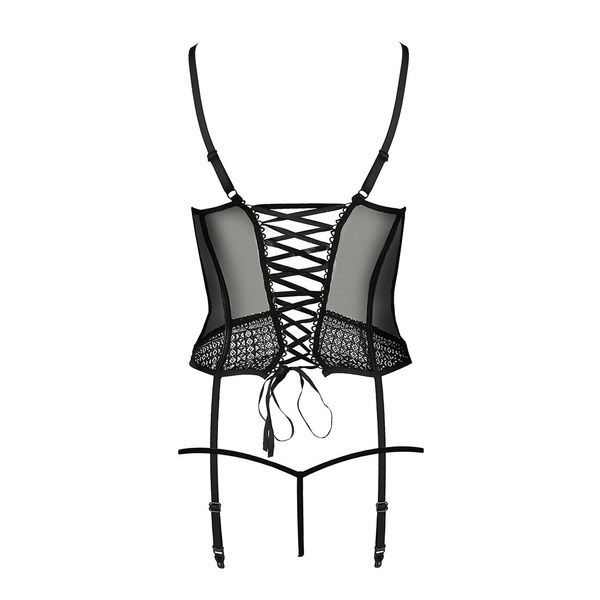 (SALE) Корсет з пажами PERDITA CORSET black XXL/XXXL - Passion Exclusive стрепи, трусики, укорочений PS26503 фото