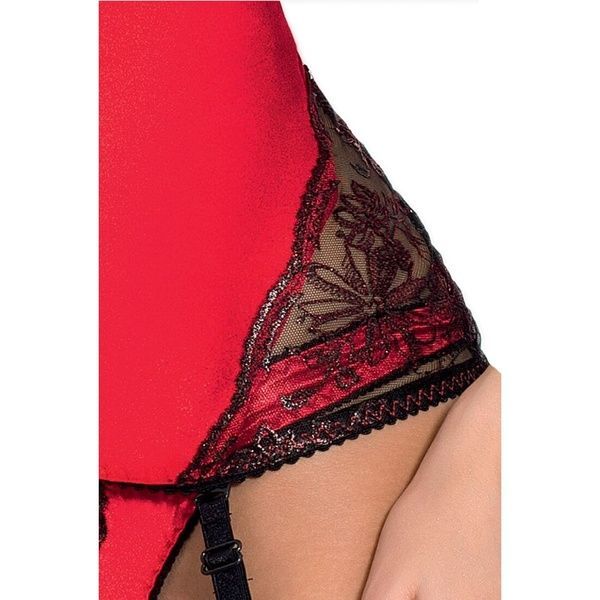 Корсет з пажами BRIDA CORSET red L/XL - Passion Exclusive, трусики, шнурівка PS22716 фото
