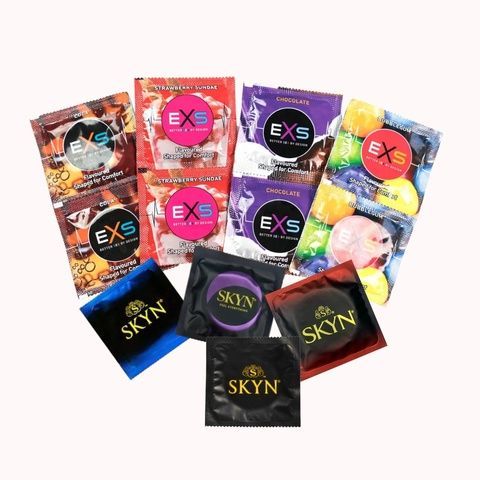 Набір EXS + Skyn &ndash; 40 шт (ароматизовані, безлатексні, ультратонкі): EXS Bubblegum Flavoured баблгам 5 шт. EXS Chocolate Flavoured шоколад 5 шт. EXS Cola Flavoured ароматизовані, 5 шт, MM26743 фото