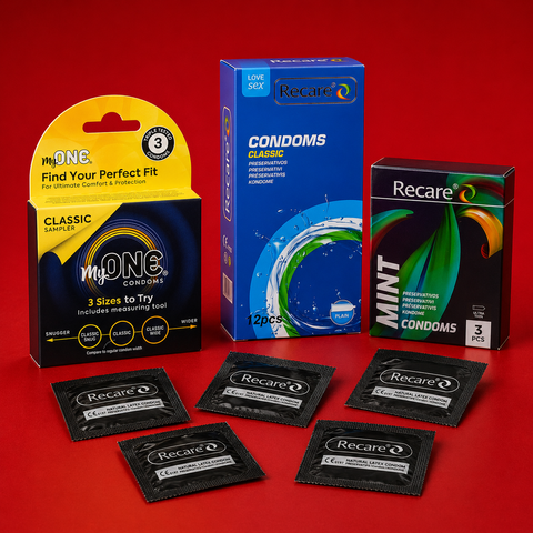 Набір MyONE Classic Mood 18 шт &mdash; 517 грн: MyONE Classic Sampler 3 шт &mdash; 1 уп.; Recare Classic 12 шт &mdash; 1 уп.; Holographic Recare Ultra Thin Mint 3 шт &mdash; 1 уп. MM27282 фото