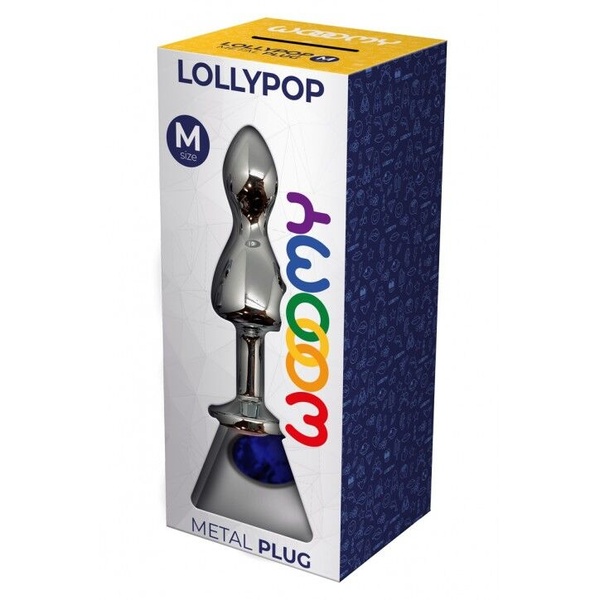 Анальна пробка Wooomy Lollypop Double Ball Metal Plug Blue M SO7422 фото