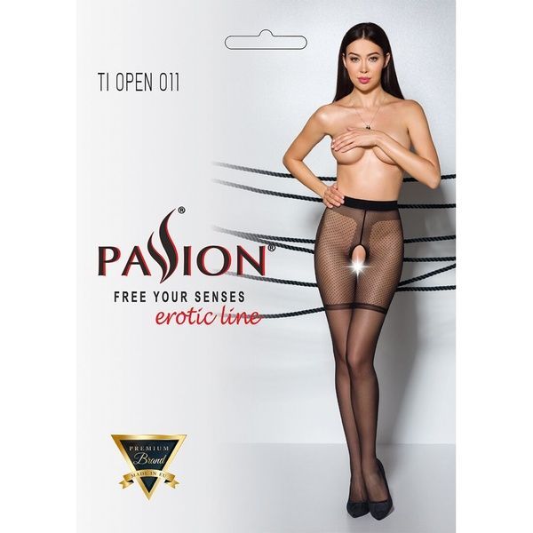 Колготки з відкритим доступом, контрастні шортики Passion TIOPEN 011 5 (20 den), black SO5813 фото