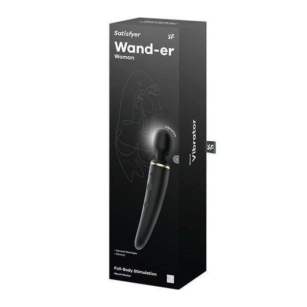 Вібромасажер Satisfyer Wand-er Woman (Black/Gold), водонепроникний, потужний, розмір XXL SO3456 фото