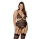 Корсет із пажами Passion AMBERLY CORSET 6XL/7XL, black, асиметричний крій, мережива, стрінги SO7052 фото 1