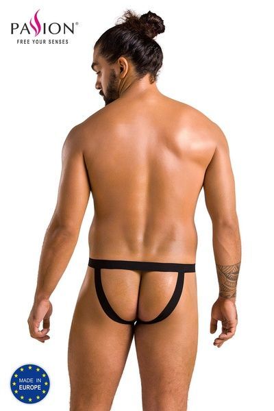 Чоловічі сліпи на шнурівці Passion 044 SLIP BEN S/M Black, екошкіра, люверси SO7604 фото