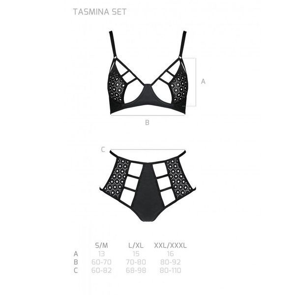 Розпродаж!!! Комплект з екошкіри Passion Tamaris Set black L/XL, бюстгальтер та трусики SO5796 фото