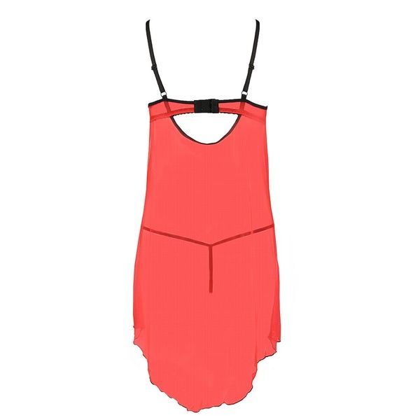 Прозорий пеньюар з відкритими грудьми CHERRY CHEMISE red XXL/XXXL - Passion Exclusive, трусики PS25503 фото