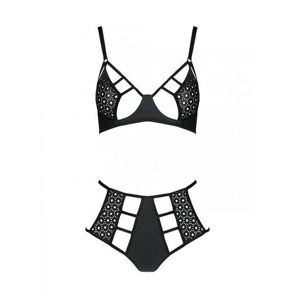 Розпродаж!!! Комплект з екошкіри Passion Tamaris Set black L/XL, бюстгальтер та трусики SO5796 фото