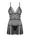 Еротичний мереживний комплект із сіточкою Obsessive 838-BAB-1 babydoll & thong black L/XL, чорний, п SO7182 фото 15